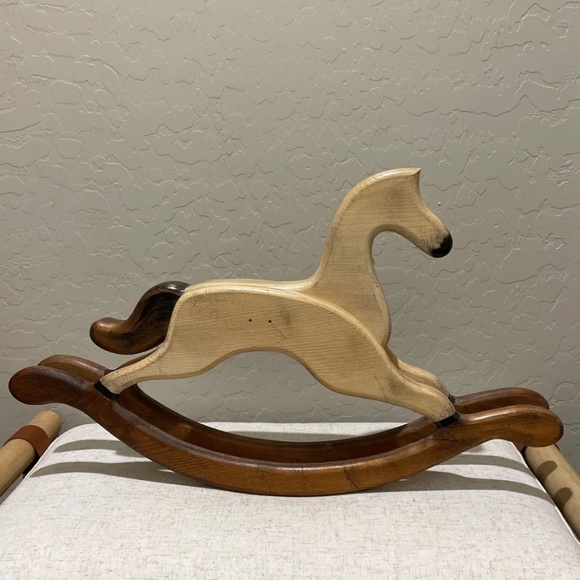 Other - Boho Vintage Small Wooden Rocking Horse